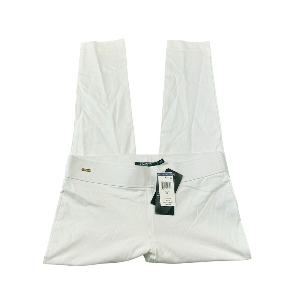 Lauren Ralph Lauren White Stretch Modern Legging Pants Womens Size 8P NEW